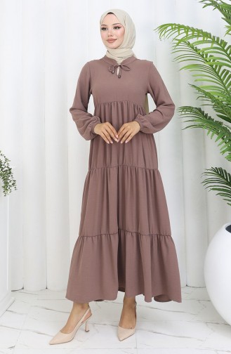 Milk Coffee Hijab Dress 4909-11
