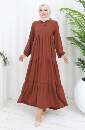 Tan Hijab Dress 4909-12