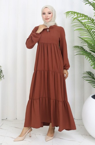 Tan Hijab Dress 4909-12