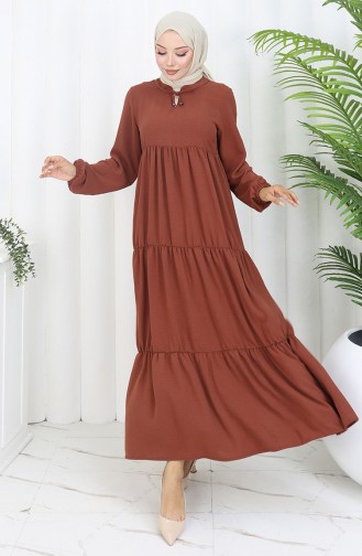 Tan Hijab Dress 4909-12