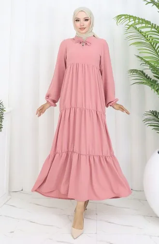 Peach Pink Hijab Dress 4909-15