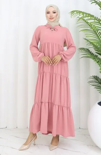 Peach Pink Hijab Dress 4909-15