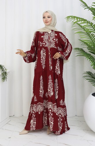 Weinrot Hijab Kleider 0106-01
