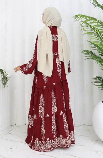 Weinrot Hijab Kleider 0106-01