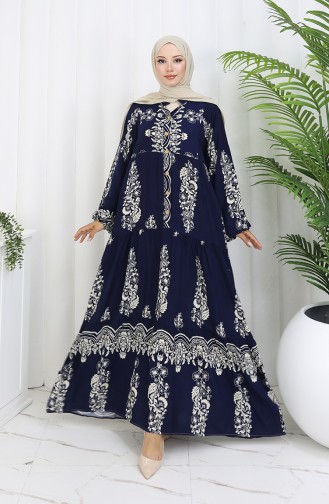 Dunkelblau Hijab Kleider 0106-03