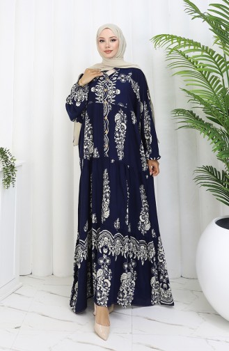 Dunkelblau Hijab Kleider 0106-03