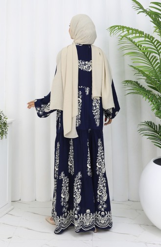 Dunkelblau Hijab Kleider 0106-03