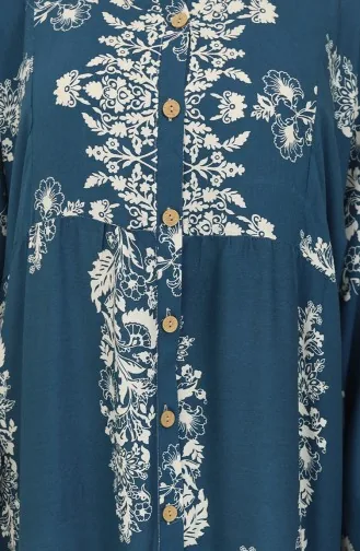 Viscose Fabric Half Button Dress 0106-04 Petrol 0106-04