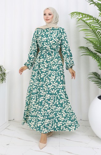 Grün Hijab Kleider 2083-01