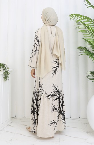 Beige İslamitische Jurk 2087-04