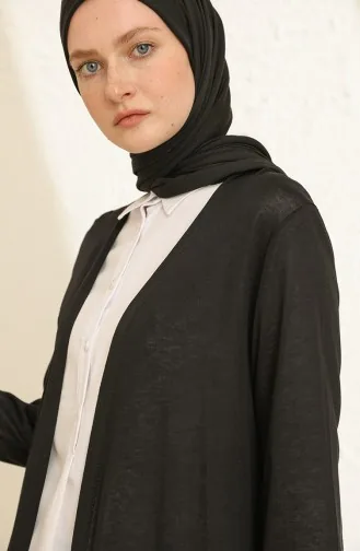 Plain Thin Basic Long Cardigan Hijab Cardigan Mother Cardigan 8755-01 Black 8755-01