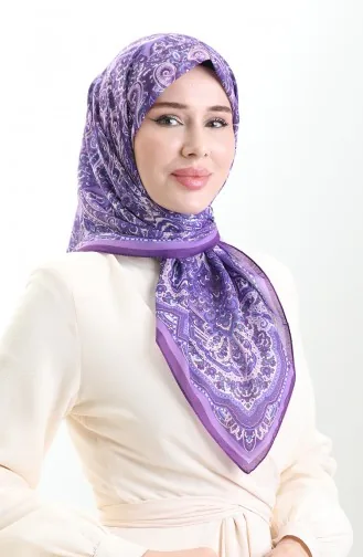 Etnik Desen Soft Eşarp 90201-08 Eflatun