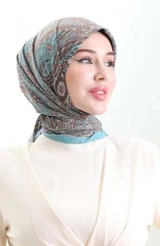 Karaca Desenli Kupra Eşarp 81093-06 Mavi Gri