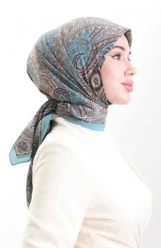 Karaca Desenli Kupra Eşarp 81093-06 Mavi Gri
