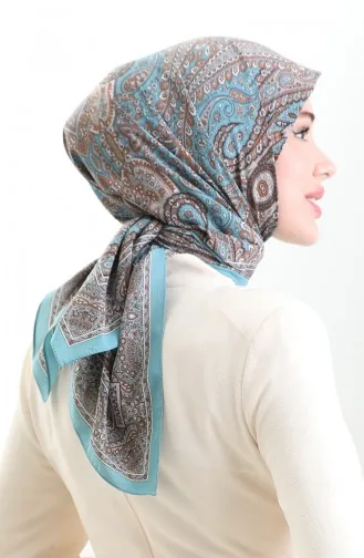 Karaca Desenli Kupra Eşarp 81093-06 Mavi Gri