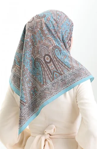 Karaca Desenli Kupra Eşarp 81093-06 Mavi Gri