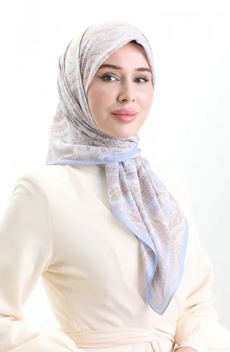 Karaca Desenli Cotton Eşarp 81095-03 Bebek Mavisi