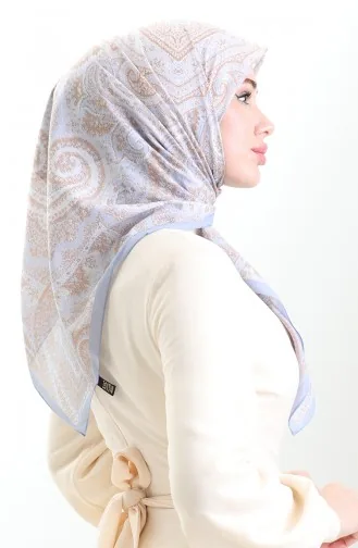 Karaca Desenli Cotton Eşarp 81095-03 Bebek Mavisi