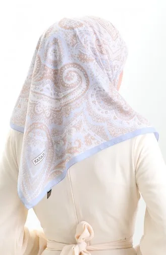 Karaca Desenli Cotton Eşarp 81095-03 Bebek Mavisi