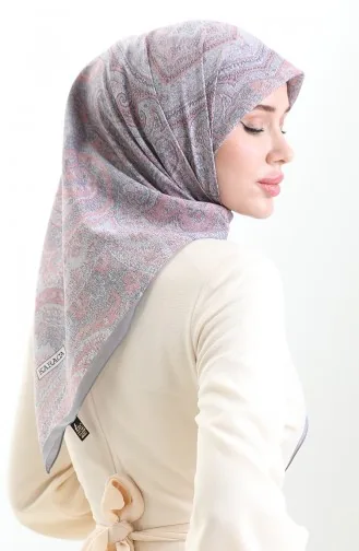 Karaca Desenli Cotton Eşarp 81095-04 Gri Pudra