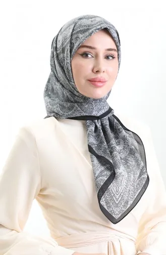 Karaca Desenli Cotton Eşarp 81095-06 Siyah Gri