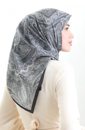 Karaca Desenli Cotton Eşarp 81095-06 Siyah Gri