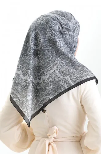 Karaca Desenli Cotton Eşarp 81095-06 Siyah Gri