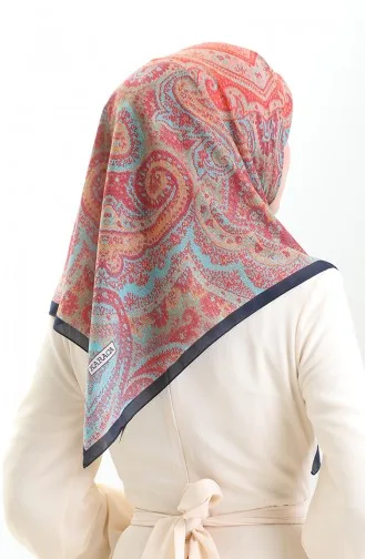 Karaca Desenli Cotton Eşarp 81095-08 Lacivert Nar Çiçeği