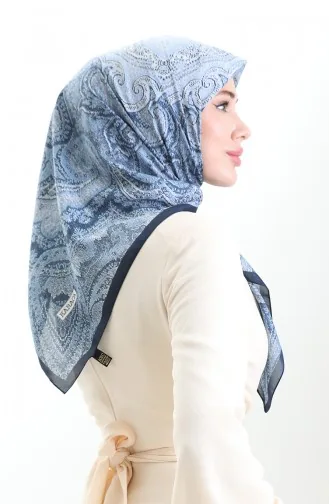 Karaca Desenli Cotton Eşarp 81095-10 Lacivert İndigo