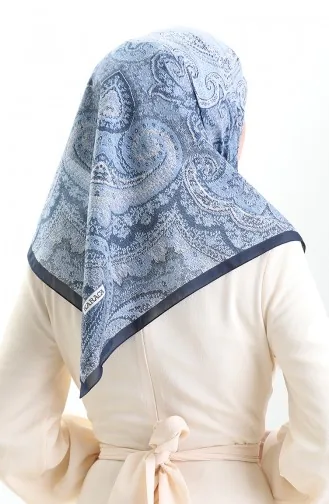 Karaca Desenli Cotton Eşarp 81095-10 Lacivert İndigo