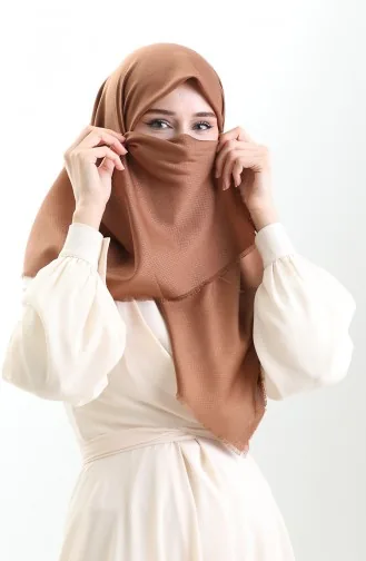 وشاح جاكار قطني 90199-10 بلون القهوة والحليب 90199-10