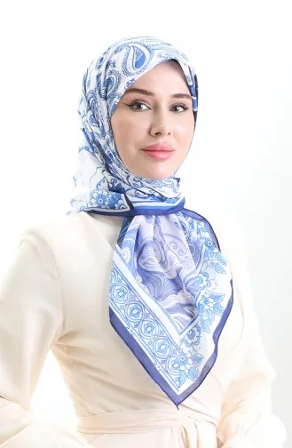 Etnik Desen Soft Eşarp 90200-01 İndigo