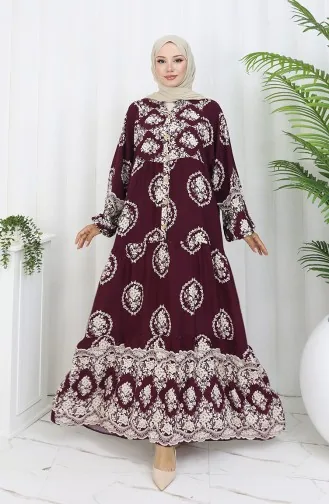 Viskose Stoff Halbknopf Kleid 0109-02 Pflaume 0109-02