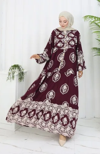 Viskose Stoff Halbknopf Kleid 0109-02 Pflaume 0109-02