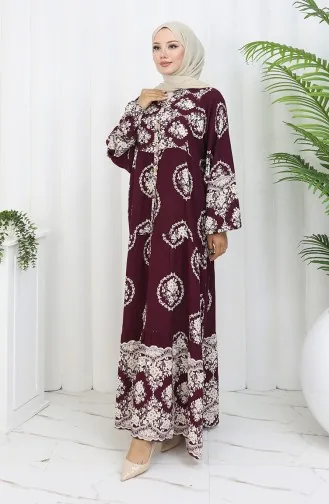 Viskose Stoff Halbknopf Kleid 0109-02 Pflaume 0109-02