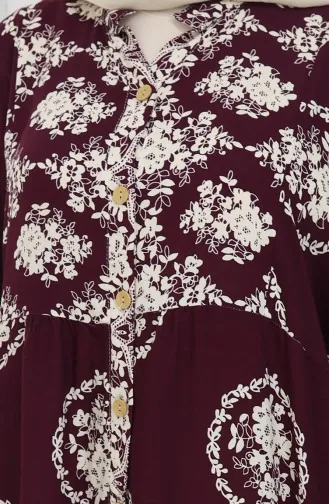 Viskose Stoff Halbknopf Kleid 0109-02 Pflaume 0109-02