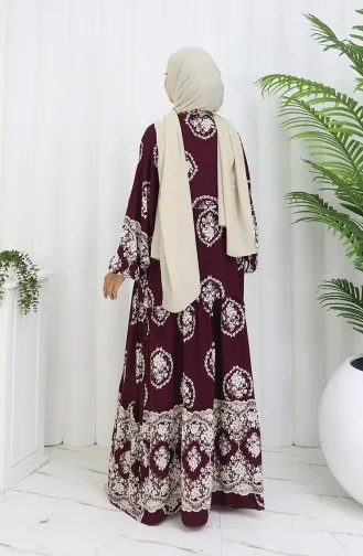 Viskose Stoff Halbknopf Kleid 0109-02 Pflaume 0109-02