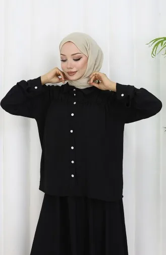 Aerobin Fabric Shirt Skirt Two Piece Suit 2082-03 Black 2082-03