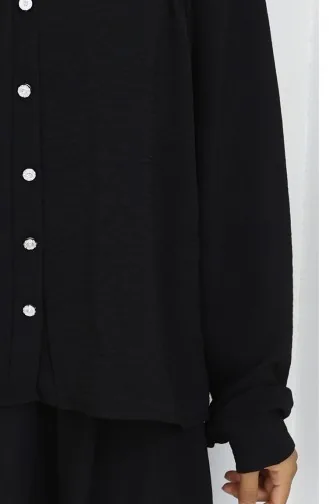 Aerobin Fabric Shirt Skirt Two Piece Suit 2082-03 Black 2082-03