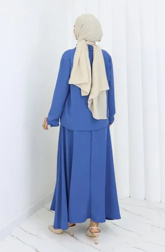 Aerobin Fabric Shirt Skirt Two Piece Suit 2082-04 Indigo 2082-04
