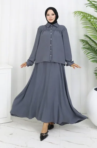 Aerobin Fabric Shirt Skirt Two Piece Suit 2082-05 Anthracite 2082-05