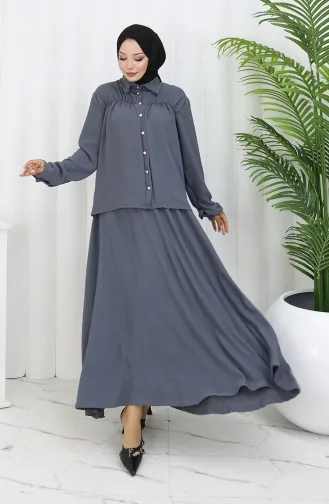 Aerobin Fabric Shirt Skirt Two Piece Suit 2082-05 Anthracite 2082-05