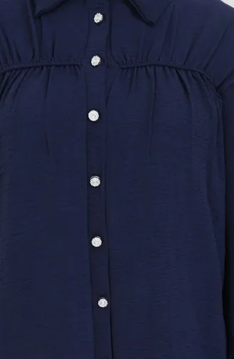 Aerobin Fabric Shirt Skirt Two Piece Suit 2082-06 Navy Blue 2082-06