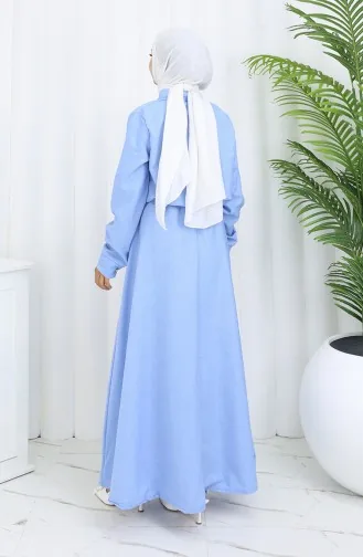 Rose Detailed Shirt Skirt Two Piece Suit 2088-01 Ice Blue 2088-01