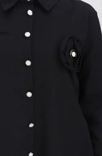Zweiteiliger Anzug Mit Rosendetail Und Hemdrock 2088-03 Schwarz 2088-03