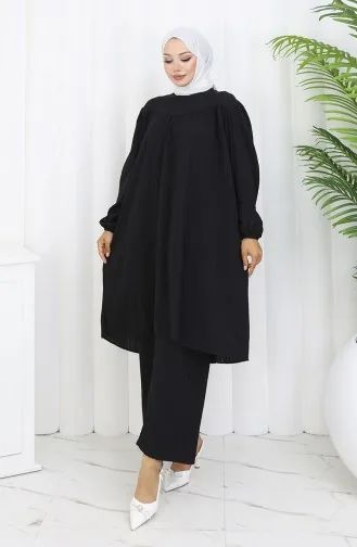 بدلة تونيك وبنطلون من قطعتين 2089-01 أسود 2089-01