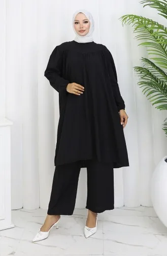بدلة تونيك وبنطلون من قطعتين 2089-01 أسود 2089-01