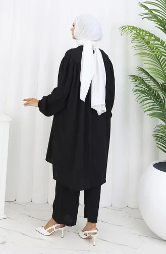 بدلة تونيك وبنطلون من قطعتين 2089-01 أسود 2089-01