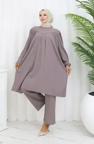 Ensemble Deux Pièces Tunique Et Pantalon Froncés 2089-03 Vison 2089-03
