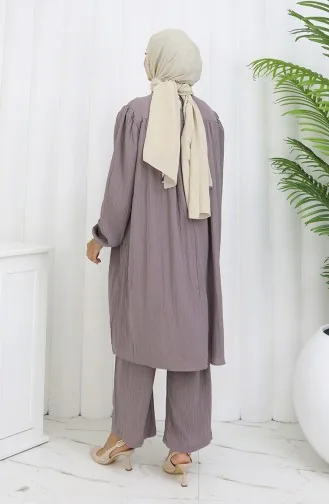 Ensemble Deux Pièces Tunique Et Pantalon Froncés 2089-03 Vison 2089-03